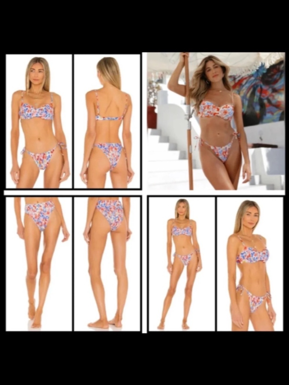 L*Space 3pc Bikini Set Marley Top Aubree & Barlette Bottoms Forever Flowers Sz S